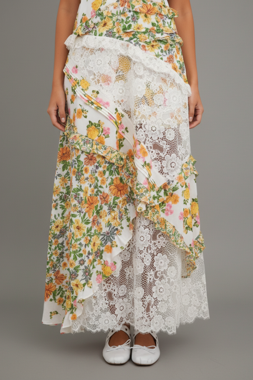 Arabella Floral Maxi Dress in green floral print