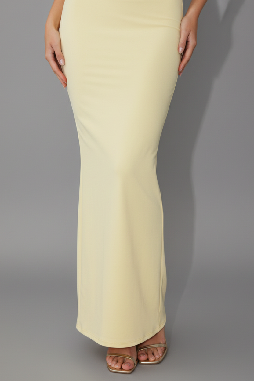 Alessia Asymmetric Cutout Maxi Dress in lemon