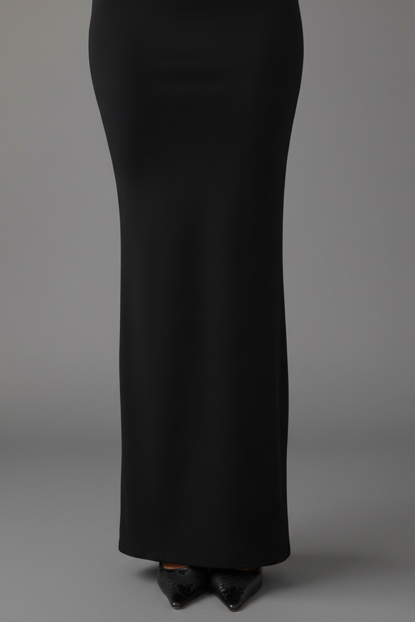 Alessia Asymmetric Cutout Maxi Dress in black