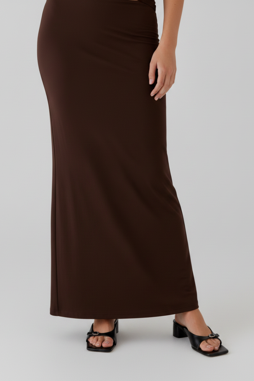 Alessia Asymmetric Cutout Maxi Dress in brown