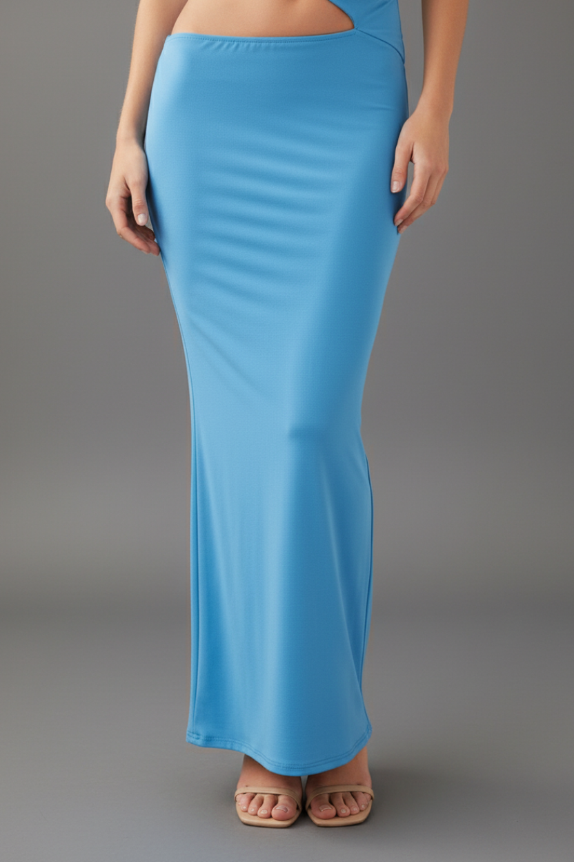 Alessia Asymmetric Cutout Maxi Dress in sky blue