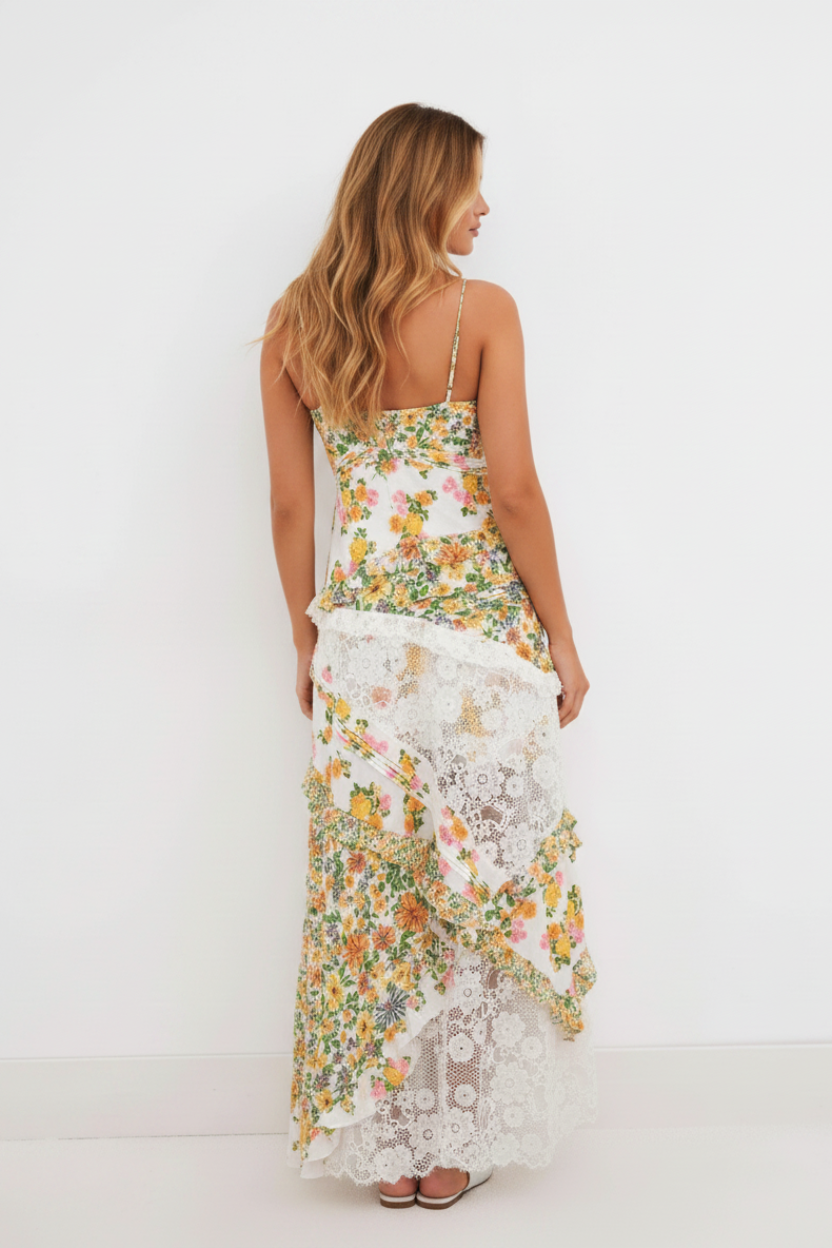 Arabella Floral Maxi Dress in green floral print