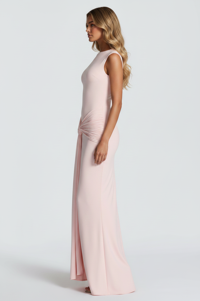 Aurelia High Neck Maxi Dress in blush