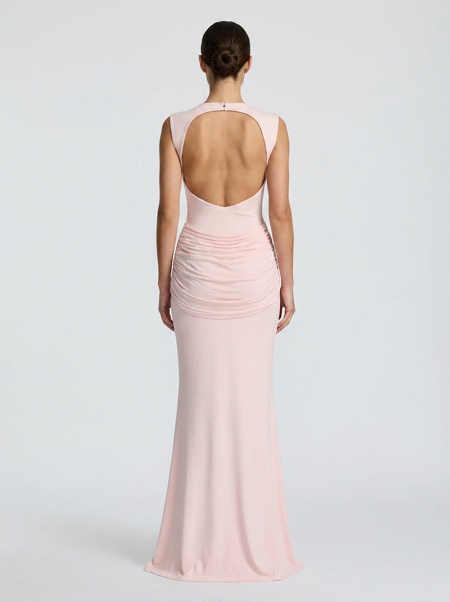 Aurelia High Neck Maxi Dress in blush