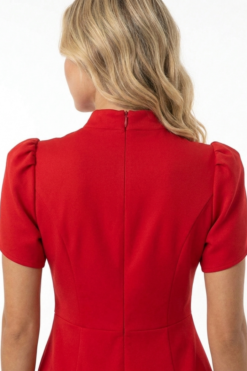 Camille Petal Sleeve Mini Dress in red