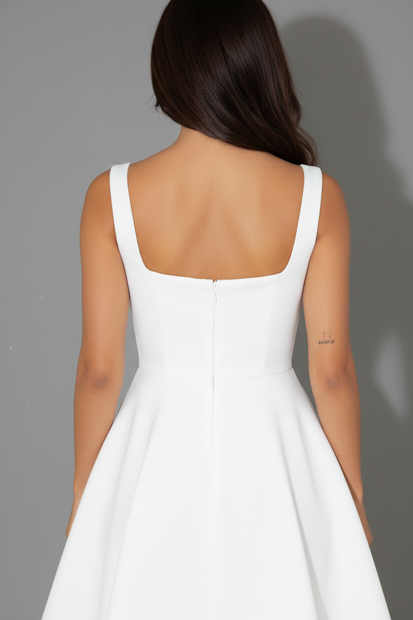 Clara Square Neck Midi Dress in white