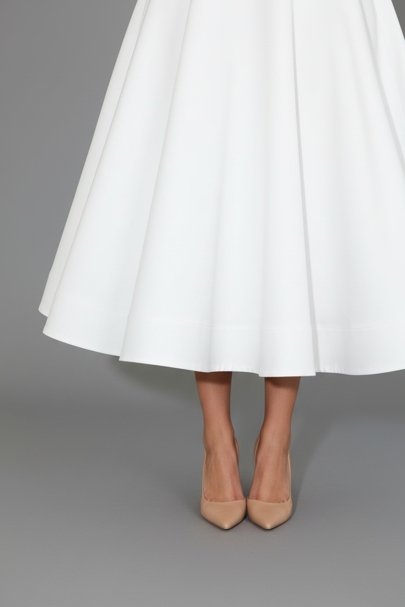 Clara Square Neck Midi Dress in white