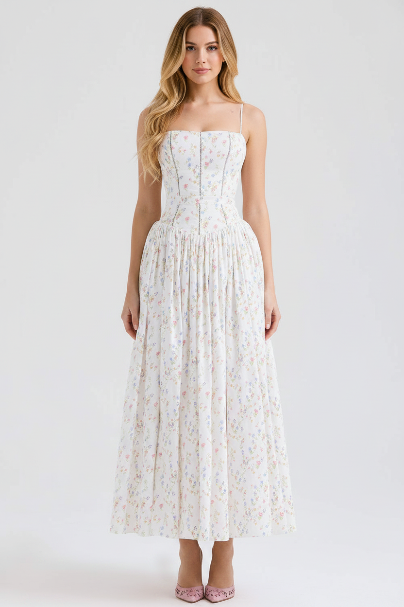 Florence Square Neck Maxi Dress in floral print