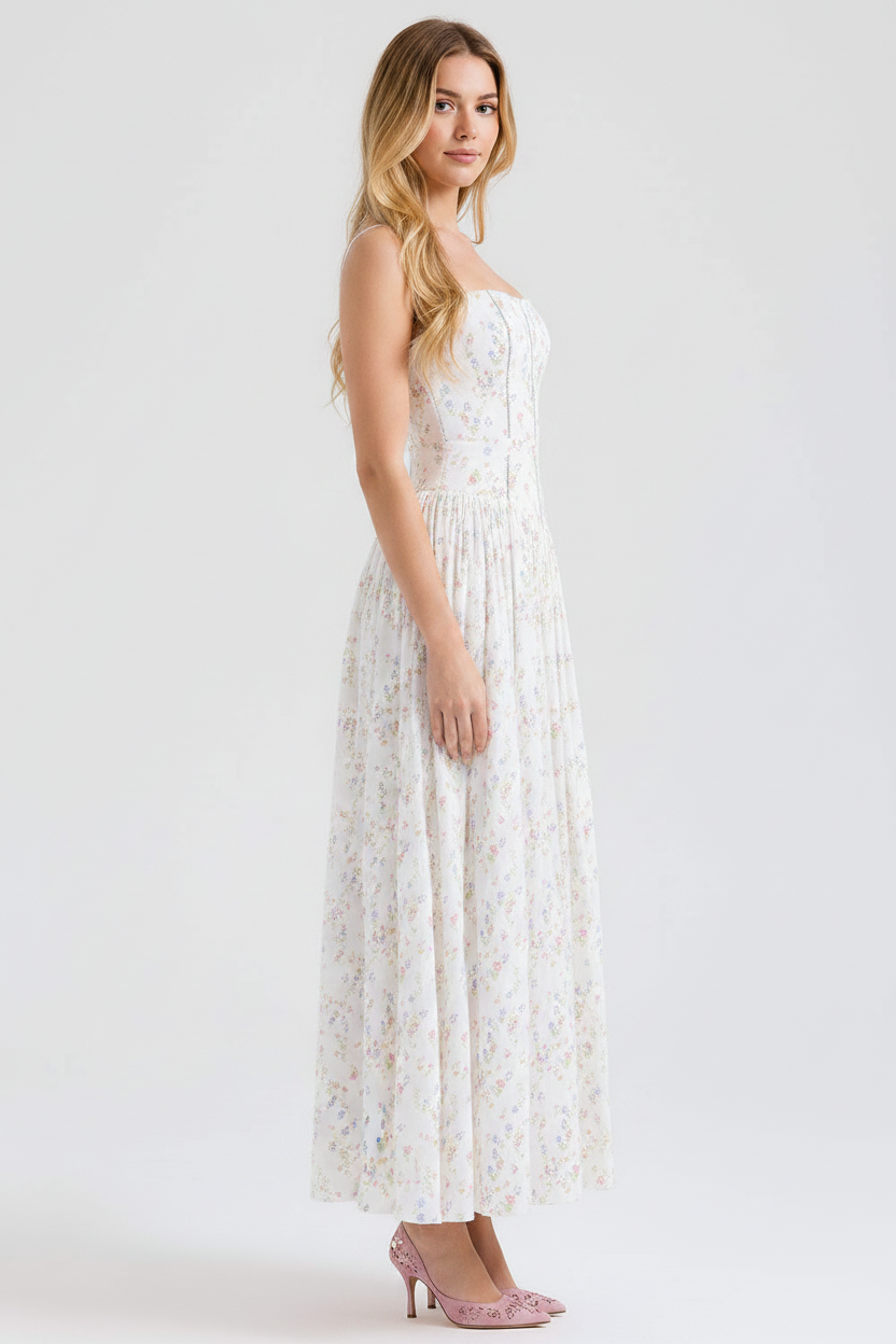 Florence Square Neck Maxi Dress in floral print