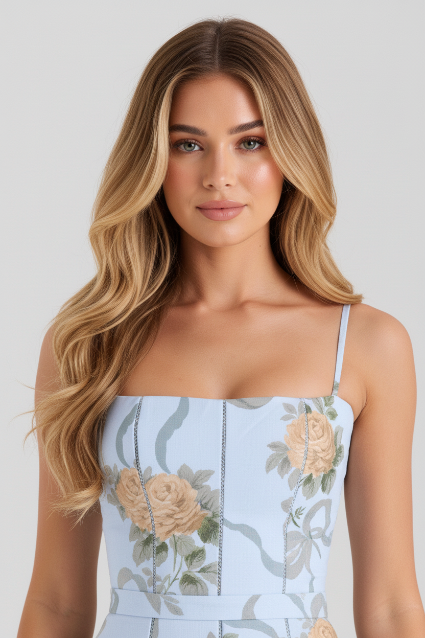 Florence Square Neck Maxi Dress in vintage blue