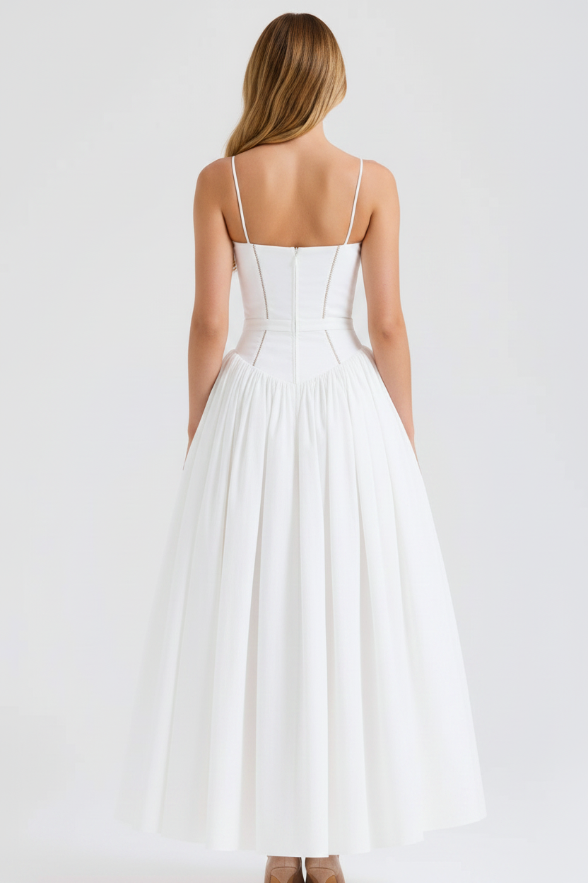Florence Square Neck Maxi Dress in white