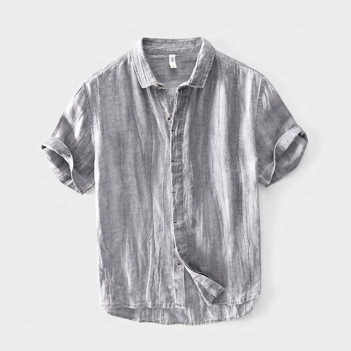 Kelso Men's Linen Button Up Shirt shown against a pale grey studio background