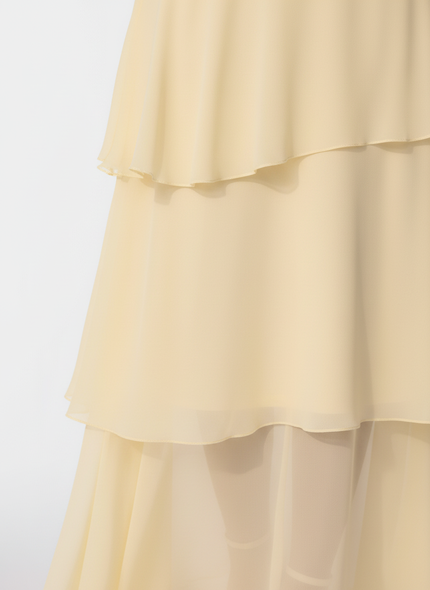 Lilia Tiered Ruffle Maxi Dress in pastel yellow