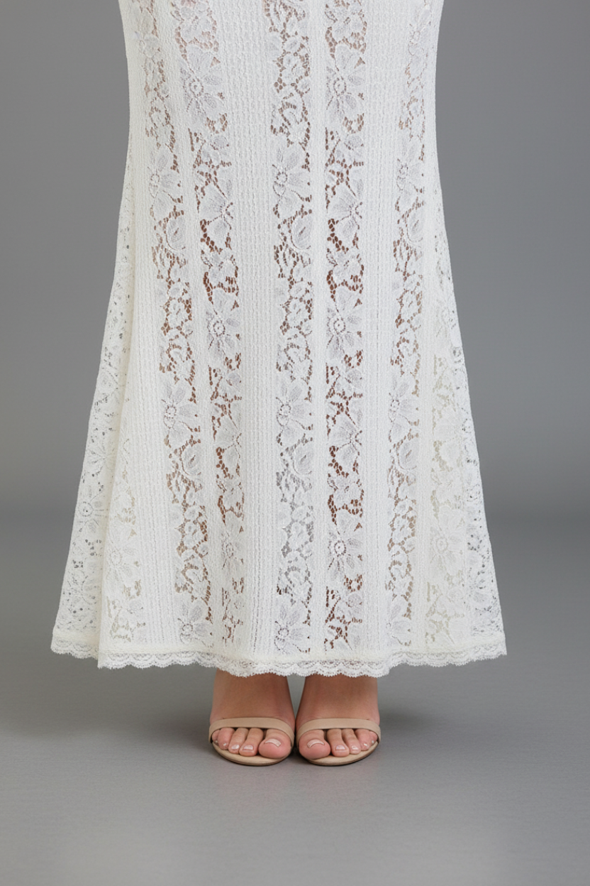 Odette Off Shoulder Lace Maxi Dress in ivory
