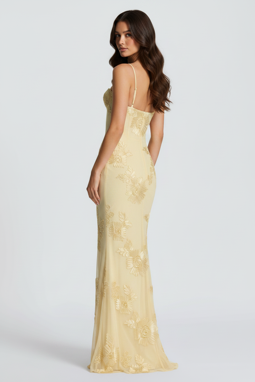 Ophelia Floral Maxi Dress in butter yellow