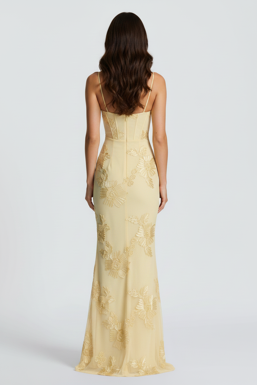 Ophelia Floral Maxi Dress in butter yellow