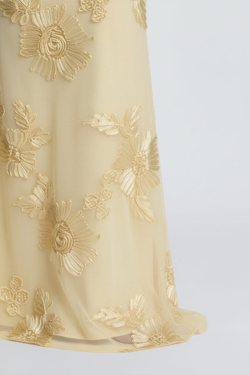 Ophelia Floral Maxi Dress in butter yellow