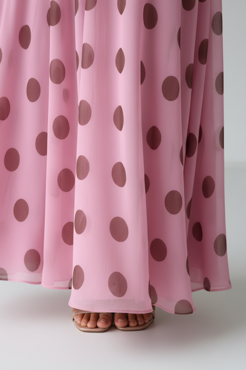 Penelope Polka Dot Maxi Dress in pink