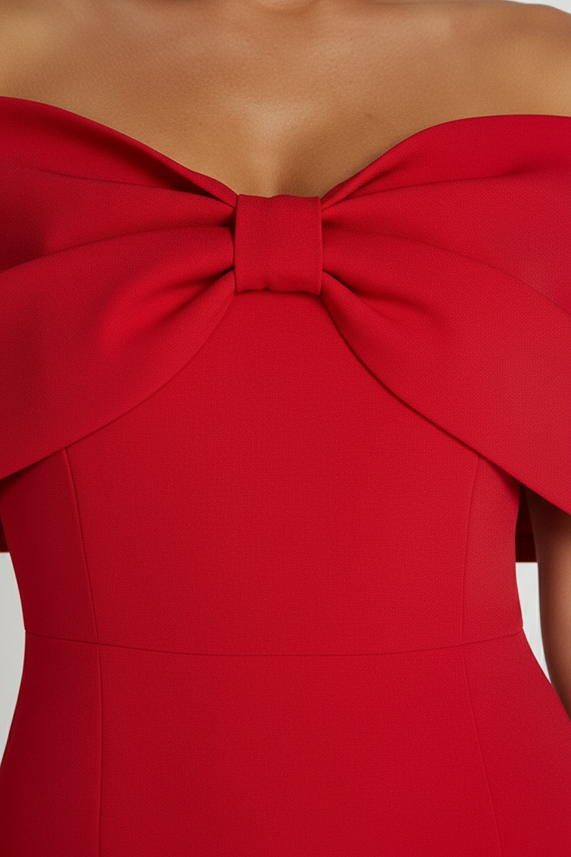 Scarlett Off Shoulder Mini Dress in red