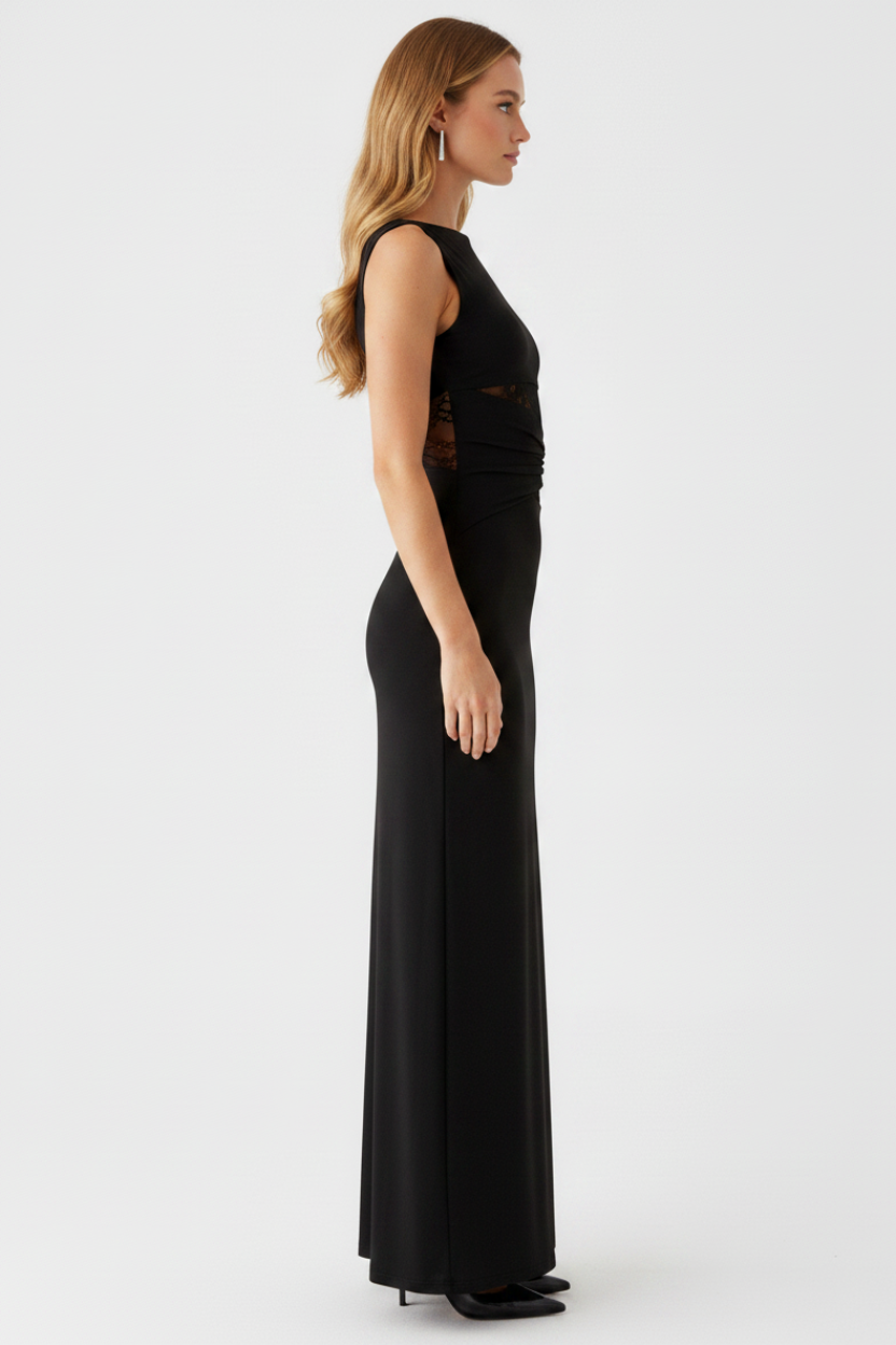 Seraphina Waist Cutout Maxi Dress in black