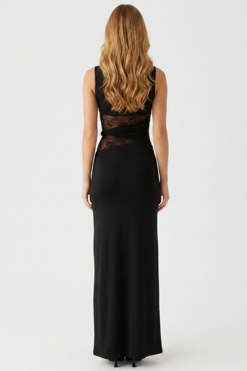 Seraphina Waist Cutout Maxi Dress in black