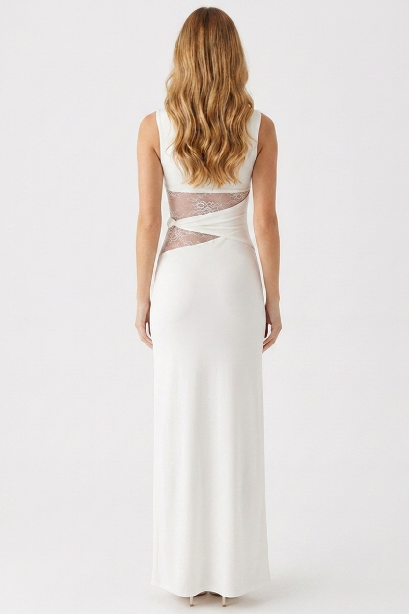 Seraphina Waist Cutout Maxi Dress in white