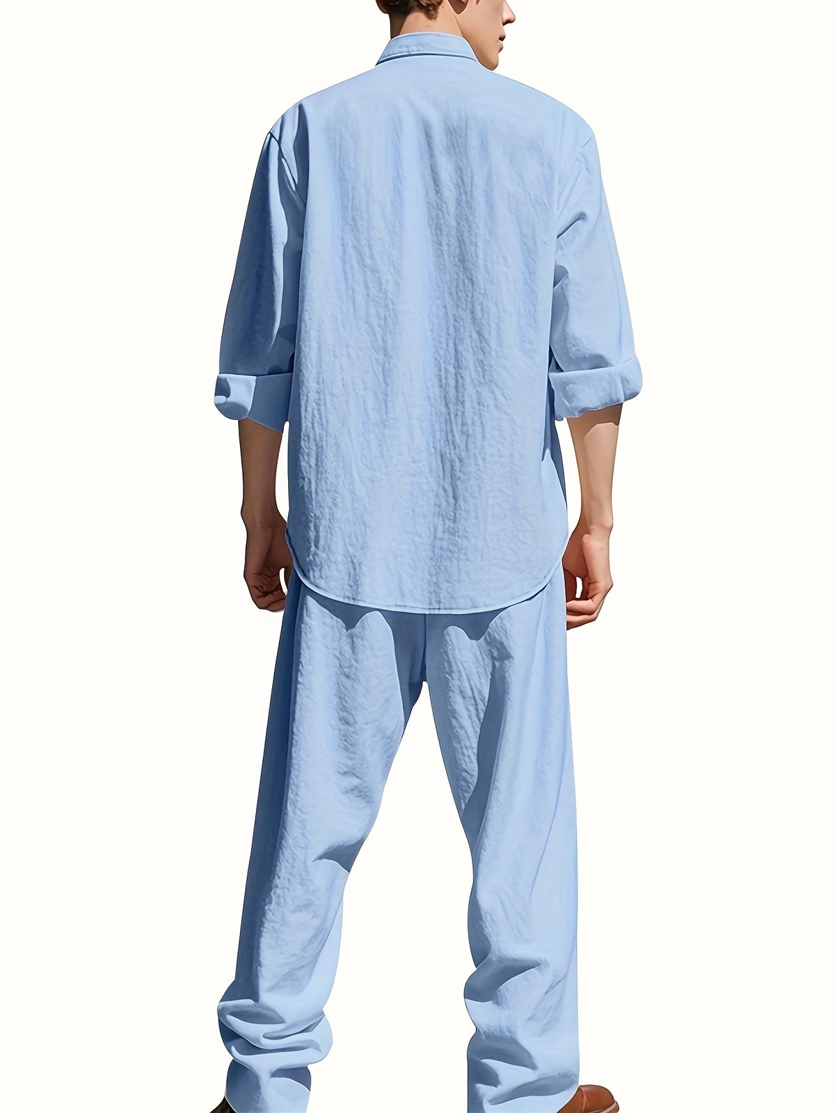Stellan Men's Band Collar Shirt and Trouser Set - Clothing & Beyond