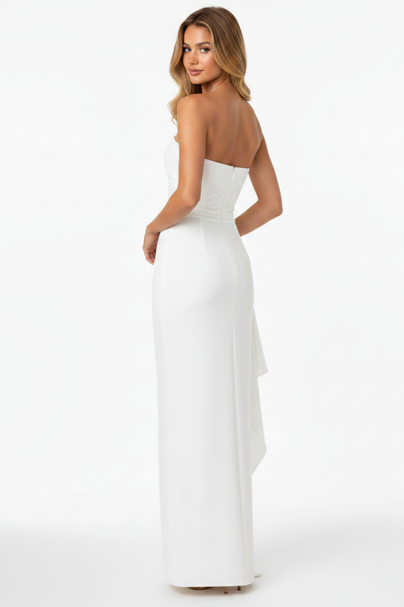 Valentina Strapless Split Maxi Dress in white